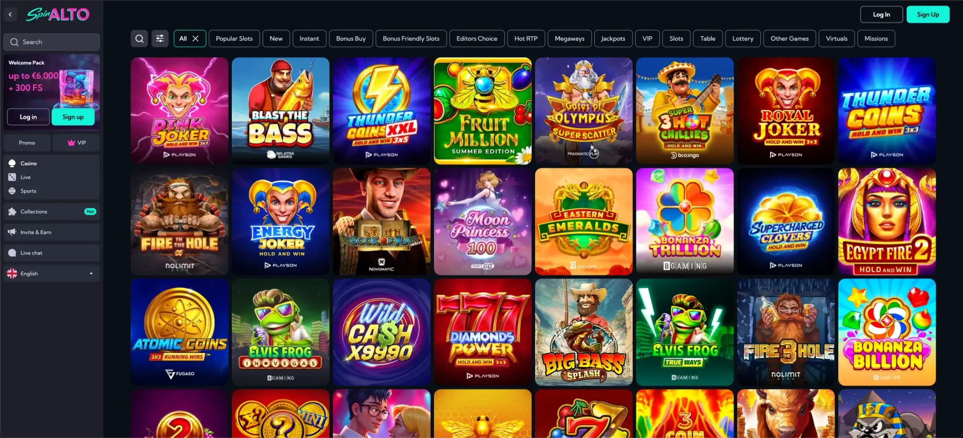 Spinalto casino slots grid